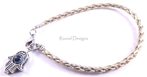 Bracciale pelle oro - pelle, argento