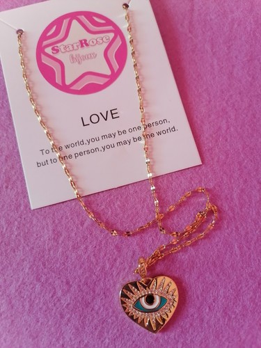 Collana dorata cuore occhio - collana,